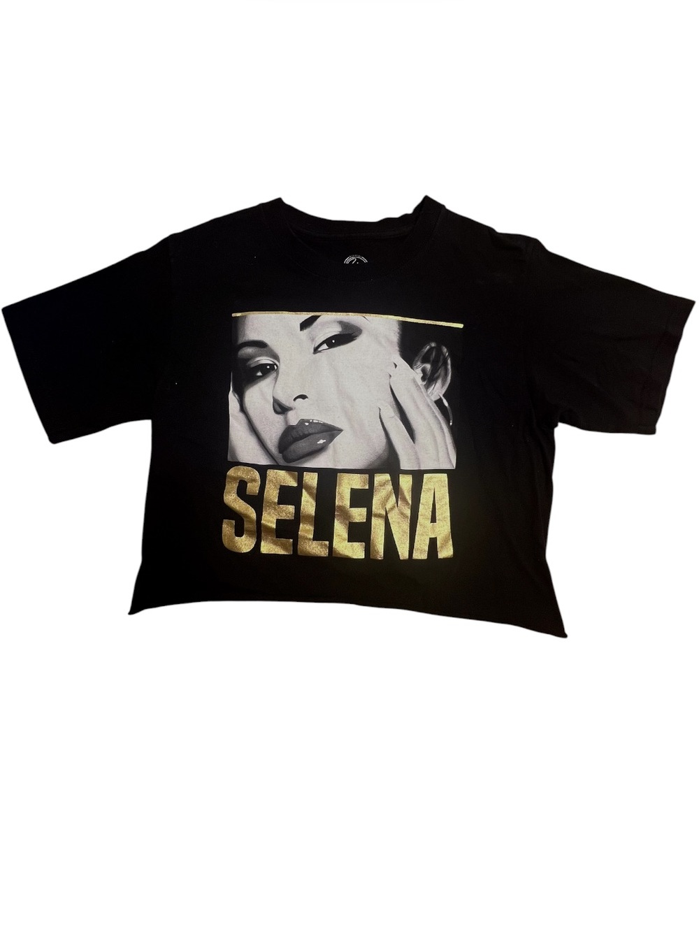 H&M Black Tee with Metallic Gold SELENA Graphic